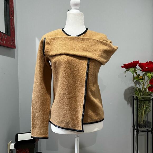 NEW Ann Taylor Wool Two Tone Asymmetrical Academia Blazer Sweater Jacket XSP - Picture 7 of 16